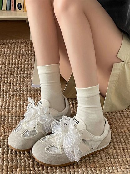 Vintage Lace Ribbon Sneakers