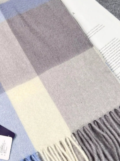 Plaid Scarf with Fringe