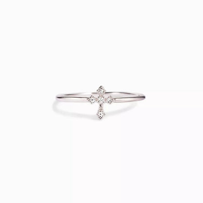 925 Sterling Silver Zircon Cross Ring