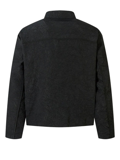 Textured Bomber Collared Neck Zip Up Jacket