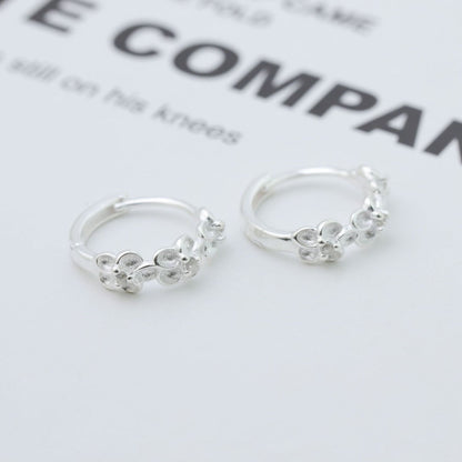 925 Sterling Silver Flower Hoop Earrings