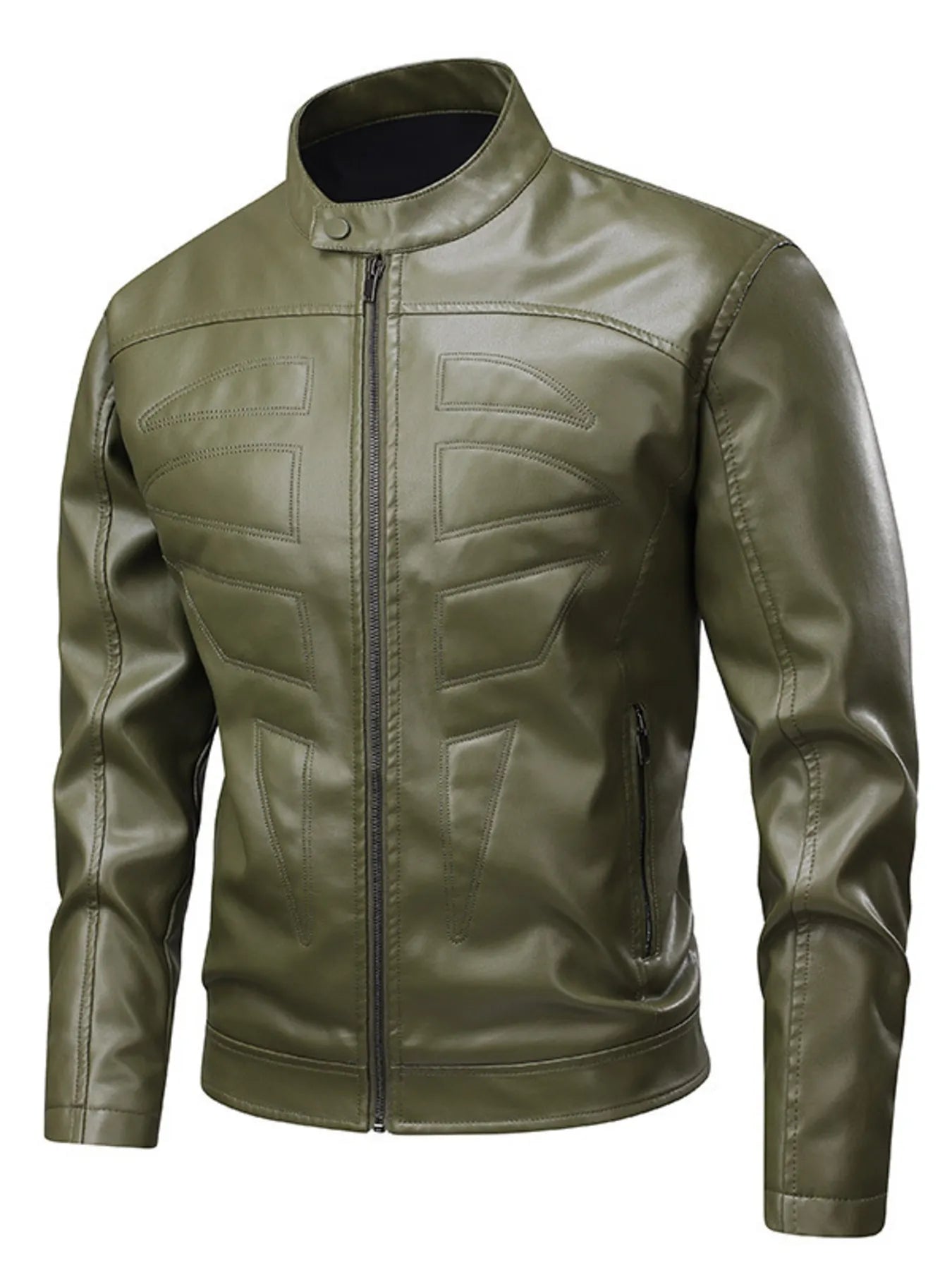 Men's Full Size Leather Zip Up Jacket Plus Size
