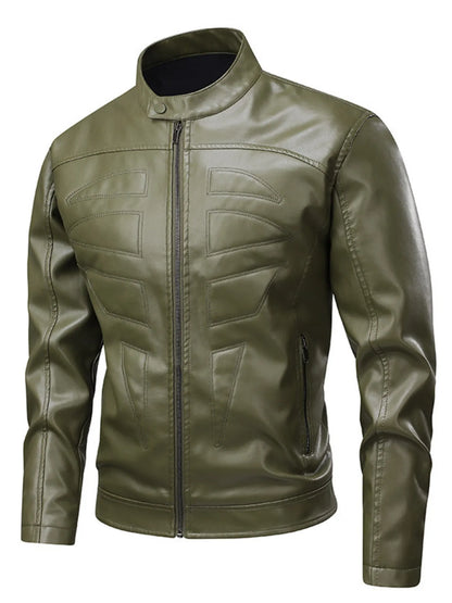 Men's Full Size Leather Zip Up Jacket Plus Size