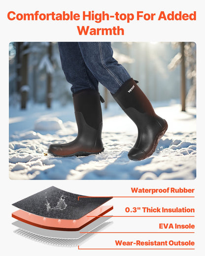 Men's Steel Toe Rubber Boots, Protective Footwear, Waterproof Rain Fishing Boots, Outdoor Non-Slip Work Shoes, Lightweight And Durable, For Manufacturing, Construction, Farming, Size 11 US