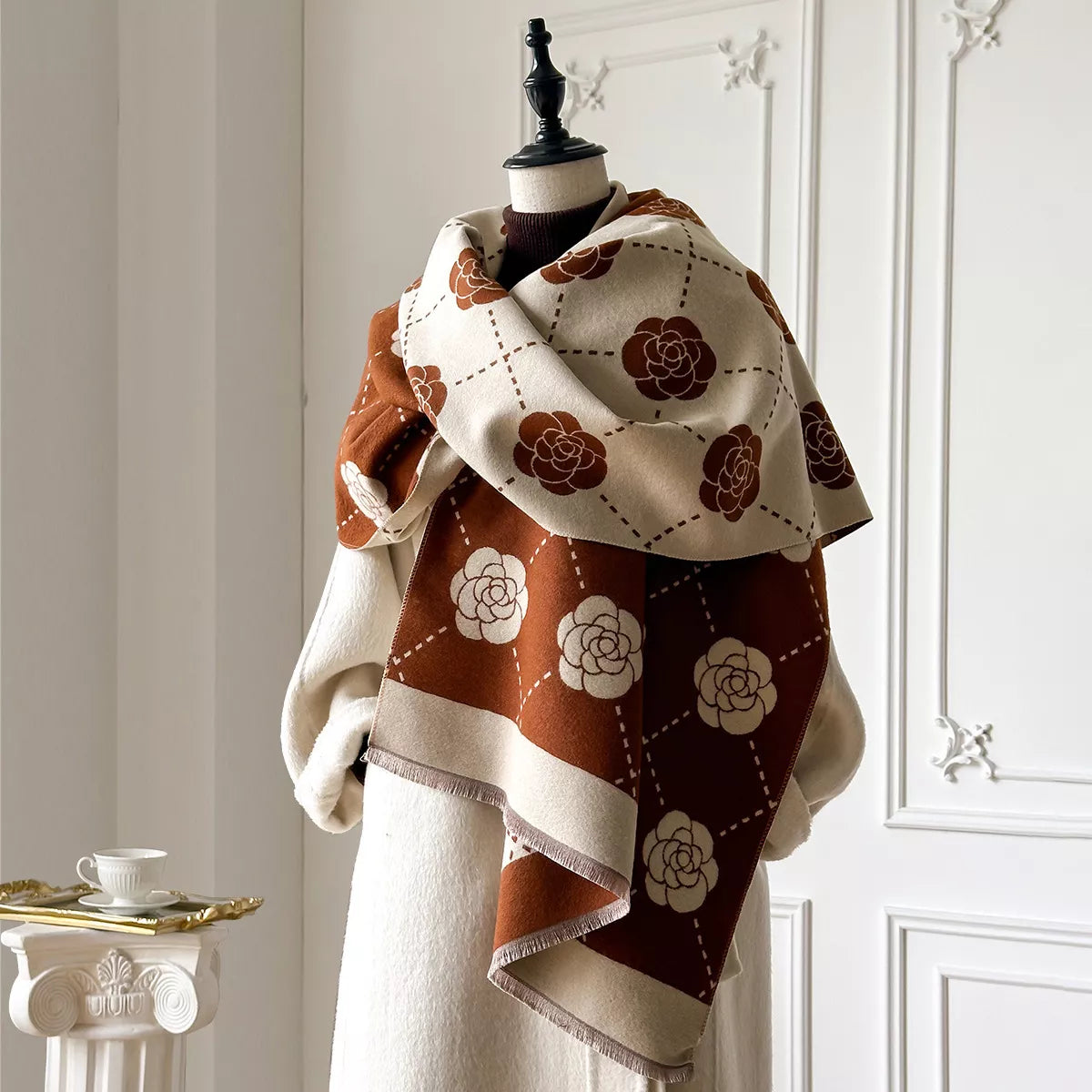 Floral Raw Hem Scaarf