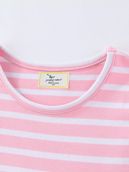 Children's Striped Bunny Embroidered Dress