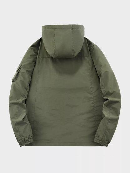 Men's Plus Size Multi-Pocket Hooded Outdoor Jacket