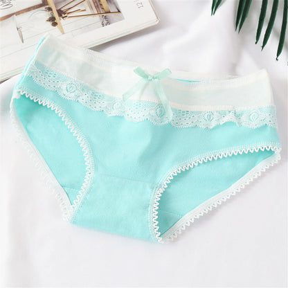 Candy Color Cotton Ladies Cute Bow Panties