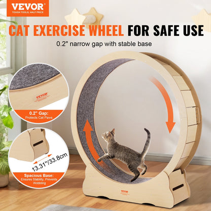 Wooden Cat Exercise Wheel 52' Large Cat Treadmill Wheel For Indoor Cats