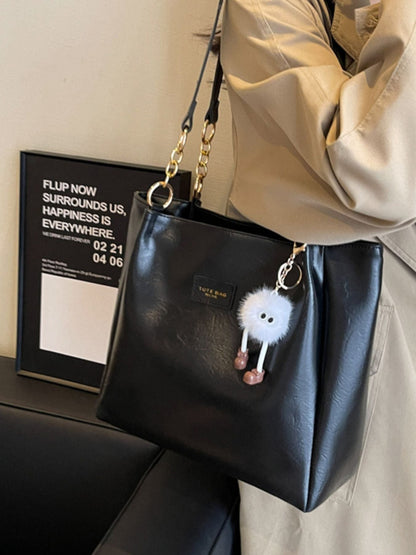 Chain Decor Leather Shoulder Bag