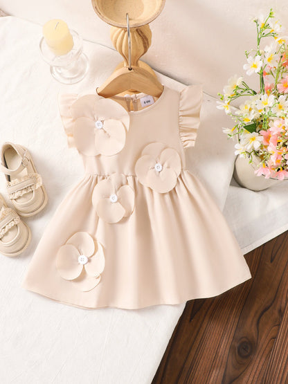 Children's Flower Ruffle Sleeve Dress