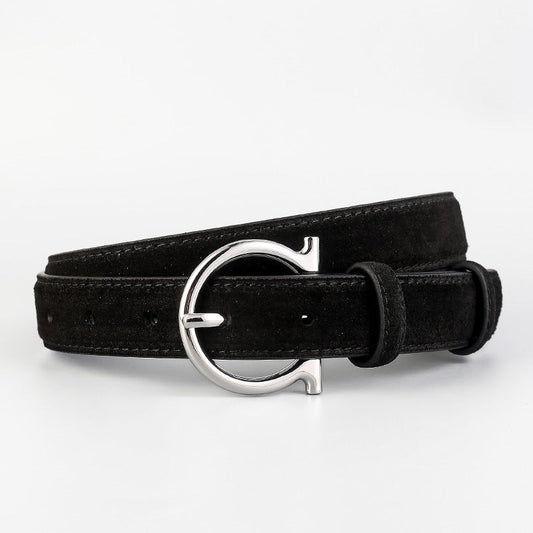 Leather Belt with Silver Buckle