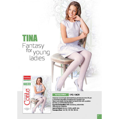 Conte Tina 40 Den - Fantasy Openwork Ajour Tights For Girls/Teens - 12yr. 14yr. 16yr. (17С-13СП)