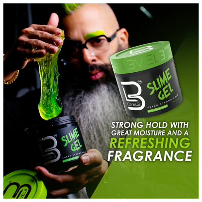 Level 3 Ultra-Hold Slime Gel with Castor Oil: Barber-Grade Sleek Finish Hair Styler