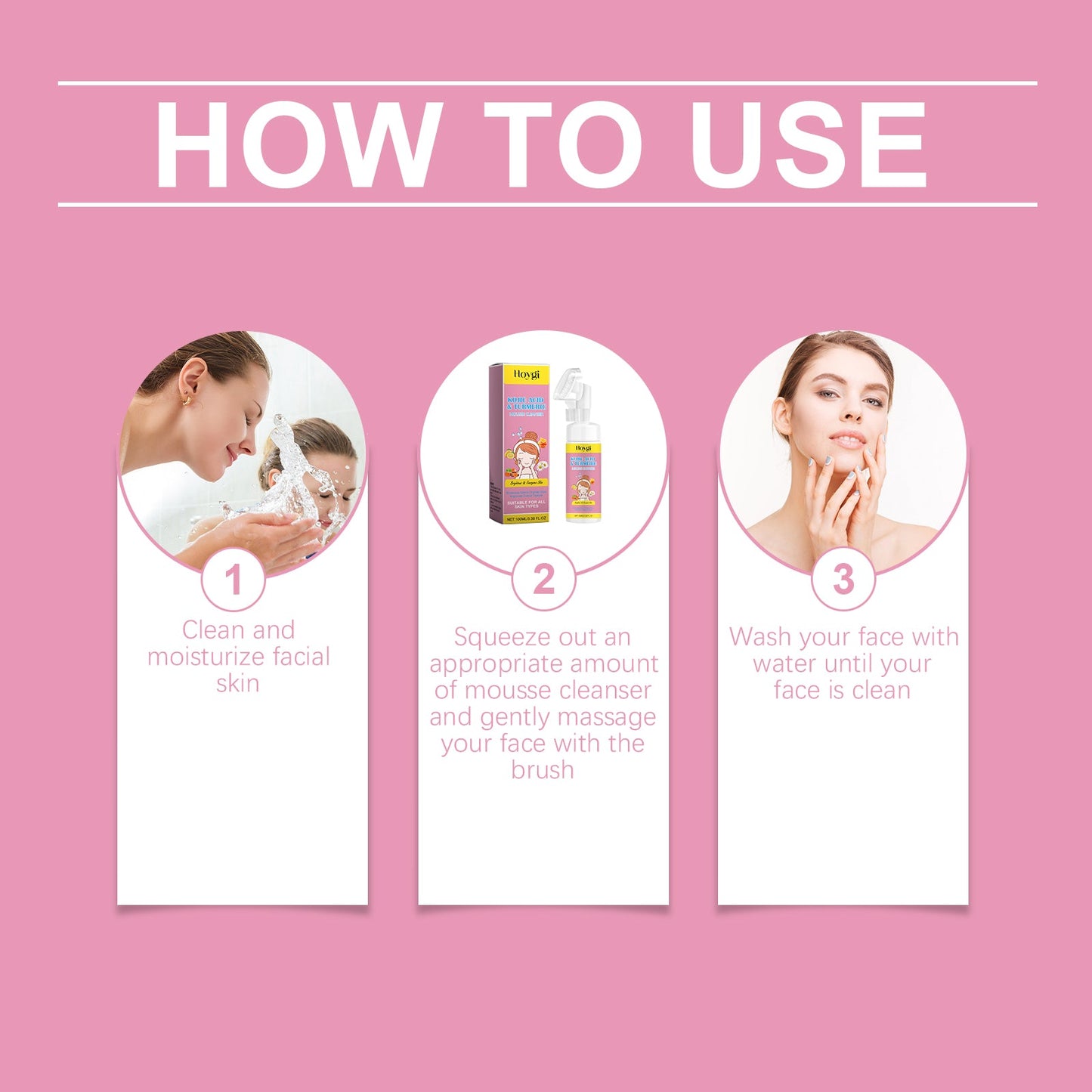 Hoygi Turmeric Kojic Acid Mousse Cleanser Facial Cleansing Hydrating Moisturizing And Rejuvenating Cleanser