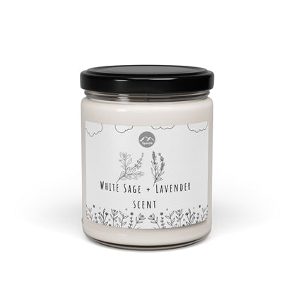 White Sage Lavender Scented Soy Candle | Calm Relaxation Gift, Aromatherapy Candle, Home Decor, Self-Care, Eco-Friendly -- 9oz