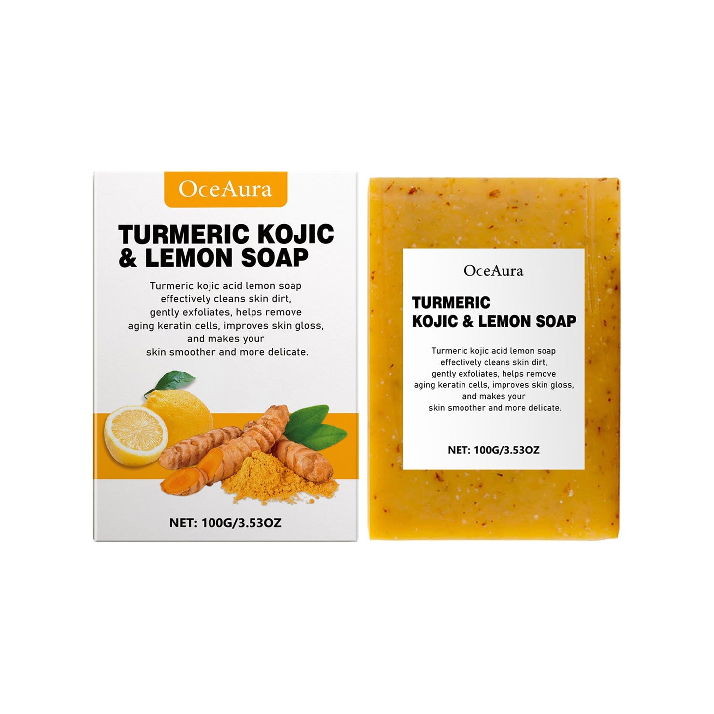 OceAura Lemon Turmeric Acid Soap Cold Wash Bath Gentle Cleansing Skin Care Facial Body Universal