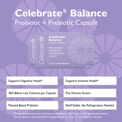 Celebrate® Balance Probiotic + Prebiotic Supplement Capsules