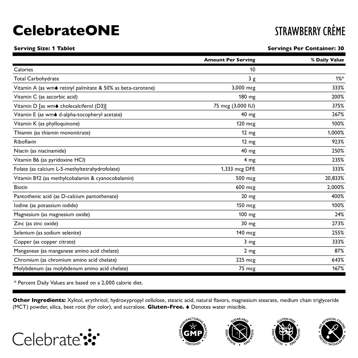 CelebrateONE Bariatric One a Day Multivitamin Chewable, Iron Free, Strawberry Creme