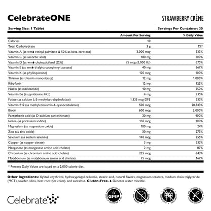 CelebrateONE Bariatric One a Day Multivitamin Chewable, Iron Free, Strawberry Creme