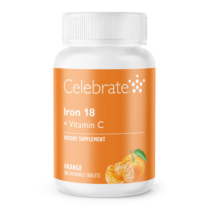 Iron 18 mg + Vitamin C Chewable Tablets, Orange