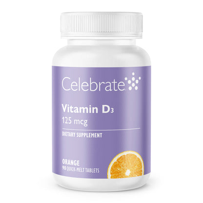 Vitamin D3 125 mcg Quick Melt Tablets, Orange, 90 Count