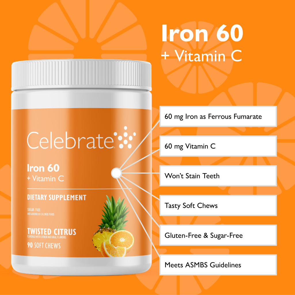 Iron 60 mg  + Vitamin C Soft Chews, Twisted Citrus