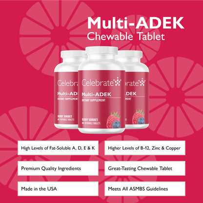 Multi-ADEK Chewable Vitamin, Iron Free, Berry Sorbet