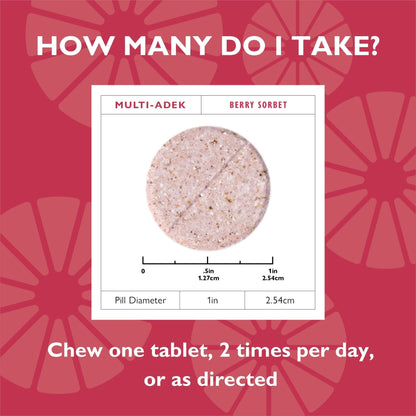 Multi-ADEK Chewable Vitamin, Iron Free, Berry Sorbet