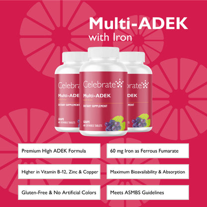 Multi-ADEK Chewable Multivitamin with Iron, Grape