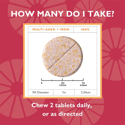 Multi-ADEK Chewable Multivitamin with Iron, Grape