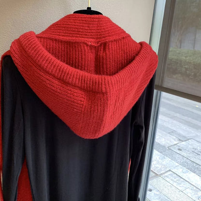 Cozy Knit Tie Scarf with Hooded Design