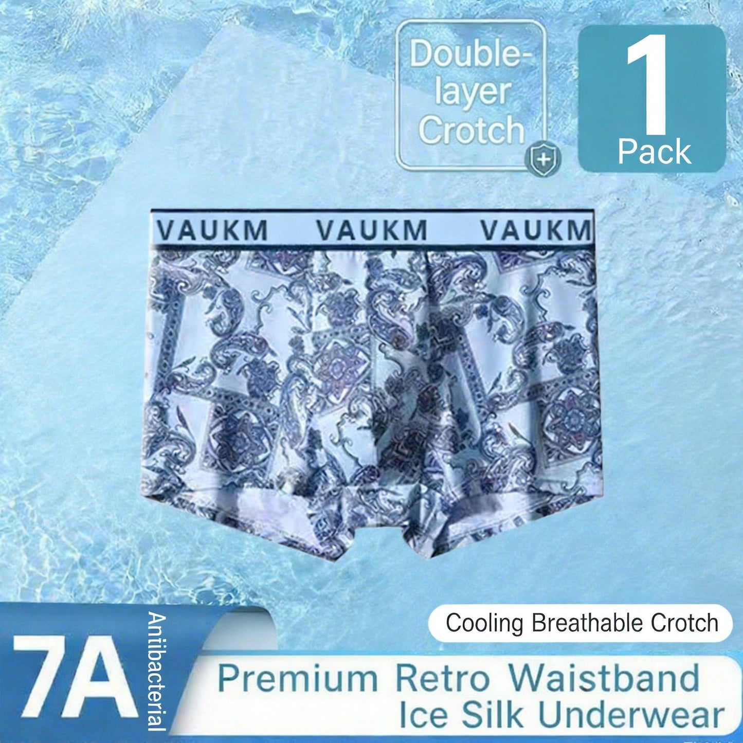 New Chinese Style Men's Ice Silk Underwear Men's Boxer Briefs Breathable Large Size Antibacterial Printed Boxer Shorts Manufacturer Wholesale