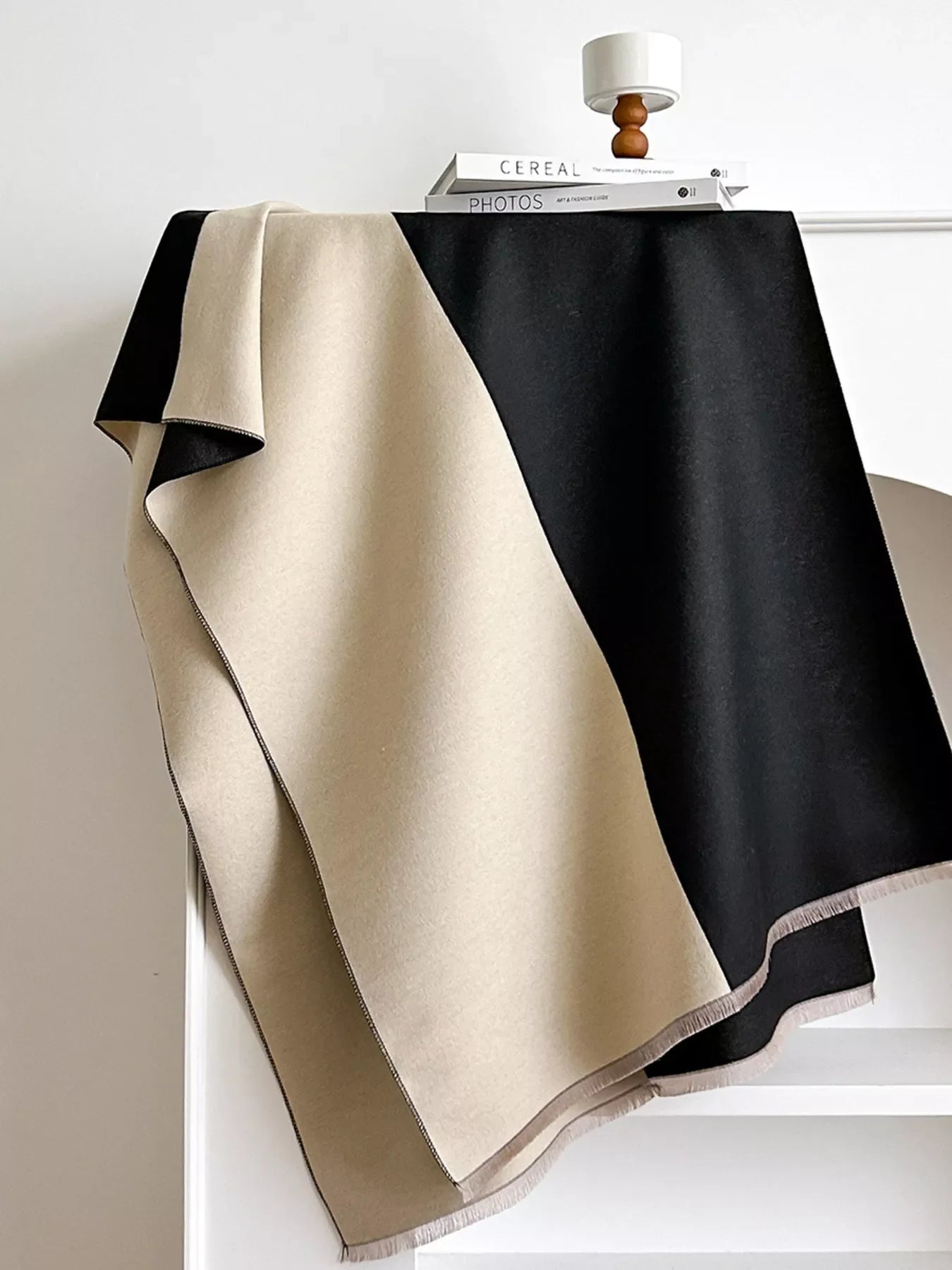 Two-Tone Raw Hem Scarf