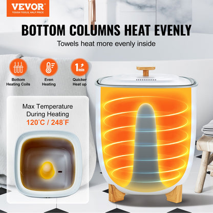 VEVOR Towel Warmer 25L, Towel Warmer Bucket With 2 Heating Modes,  Auto Shut Off, Bottom Heating Columns, LED Screen, Large Towel Warmer For Bathroom, Spa, Bathrobe, Blanket & Pajama