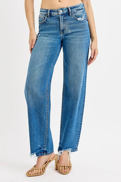 RISEN Full Size Mid Rise Baggy Jeans Plus Size