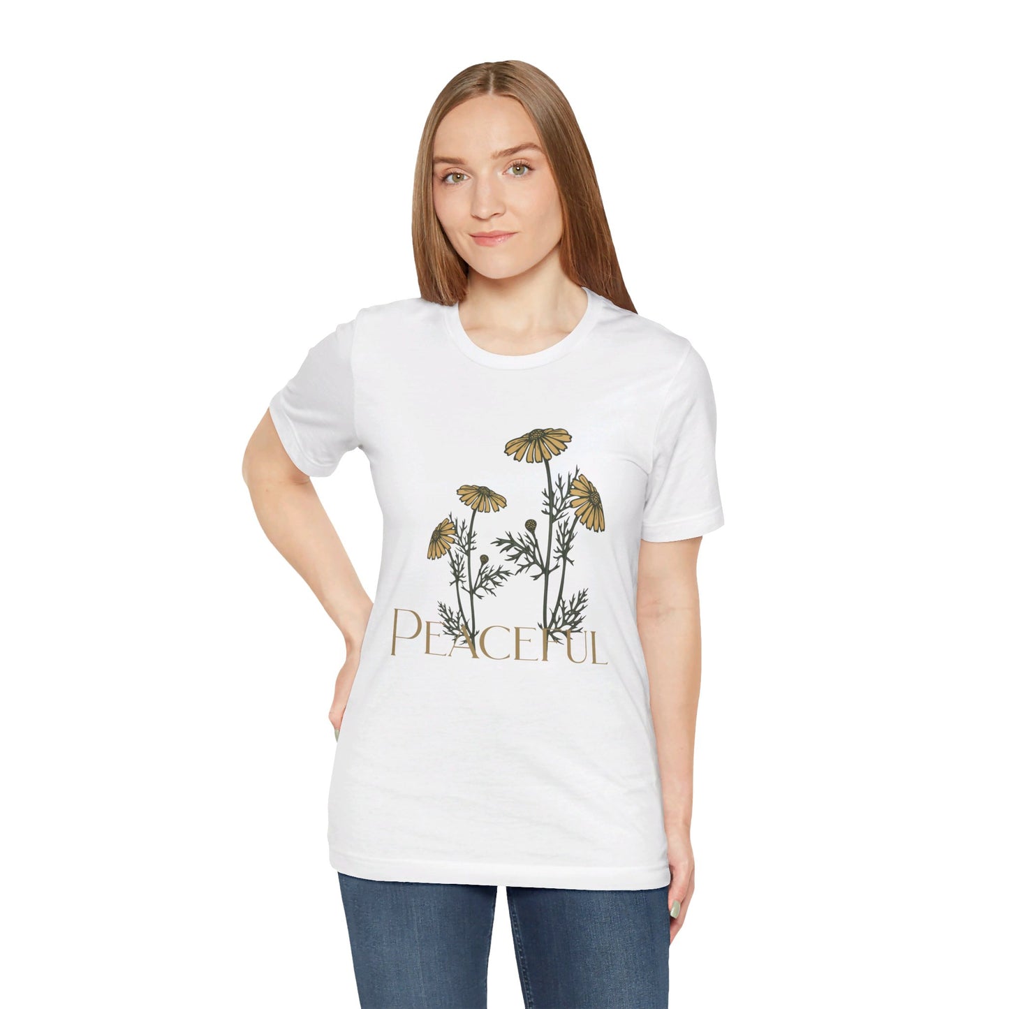 TS-036ML-24 women’s peace shirt with flowers floral design peace tee for women flower graphic shirt peace print shirt women’s floral peace tee