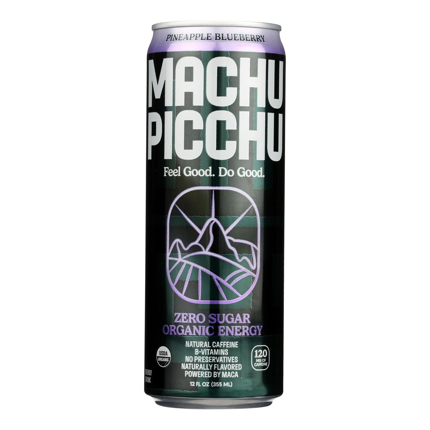 Machu Picchu Energy Drink Pineapple Blue - Case of 12, 12 fl. oz. Cans