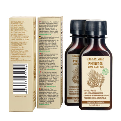 Siberian Pine Nut Oil with Cedar Resin – 100 ml for Immune Support & Digestive Health