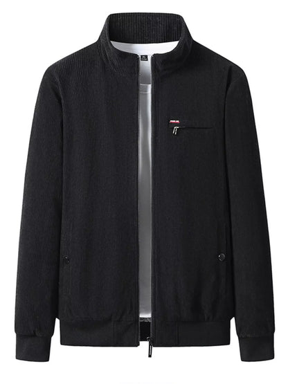Men's Plus Size Full-Zip Bomber Corduroy Jacket with Sherpa Lining