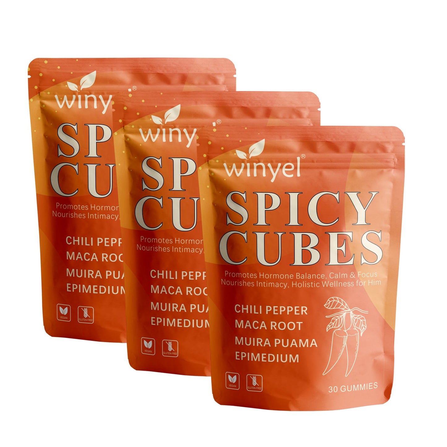Spicy Cubes, Intimacy Gummies With Chili Pepper, Muira Puama, Maca Root, Epimedium, Helps Promote Hormone Balance, Calmness And Intimacy Wellness, Peach Flavor, 30 Gummies