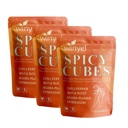 Spicy Cubes, Intimacy Gummies With Chili Pepper, Muira Puama, Maca Root, Epimedium, Helps Promote Hormone Balance, Calmness And Intimacy Wellness, Peach Flavor, 30 Gummies