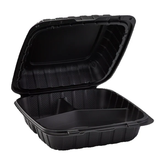 Mineral Container Three Compartment Black 8"x 8" x 3"