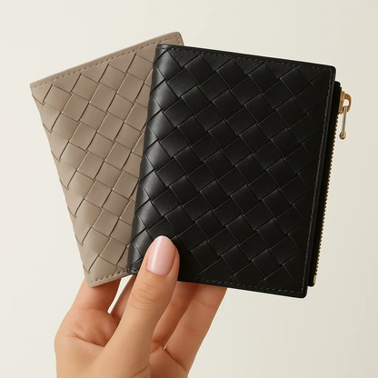 WOVEN LEATHER SMALL WALLET
