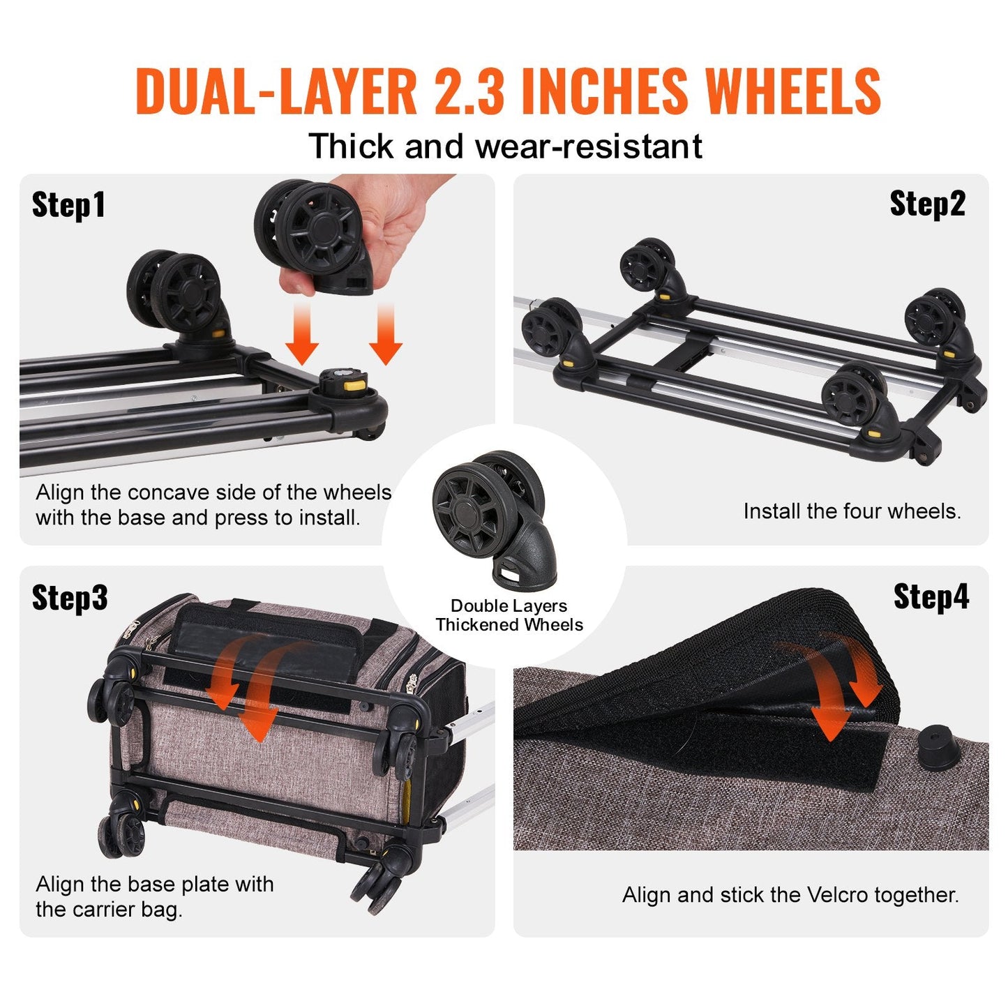Cat Carrier With Wheels, Airline Approved Rolling Pet Carrier With Telescopic Handle And Shoulder Strap, Dog Carrier With Wheels For Pets Under 25 Lbs, With 1 Folding Bowl, Grey