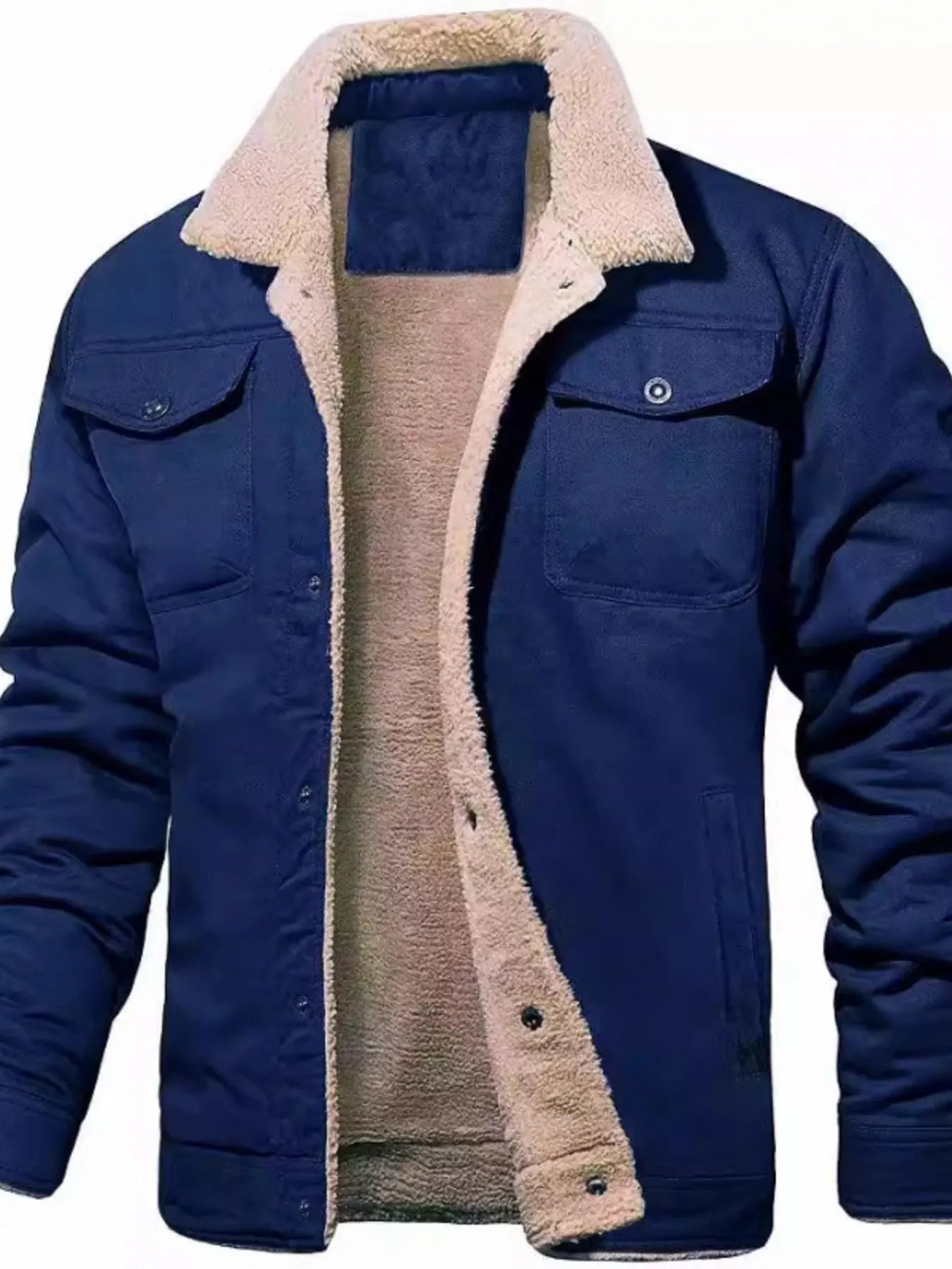 Men's Full Size Sherpa Lined Long Sleeve Jacket Plus Size