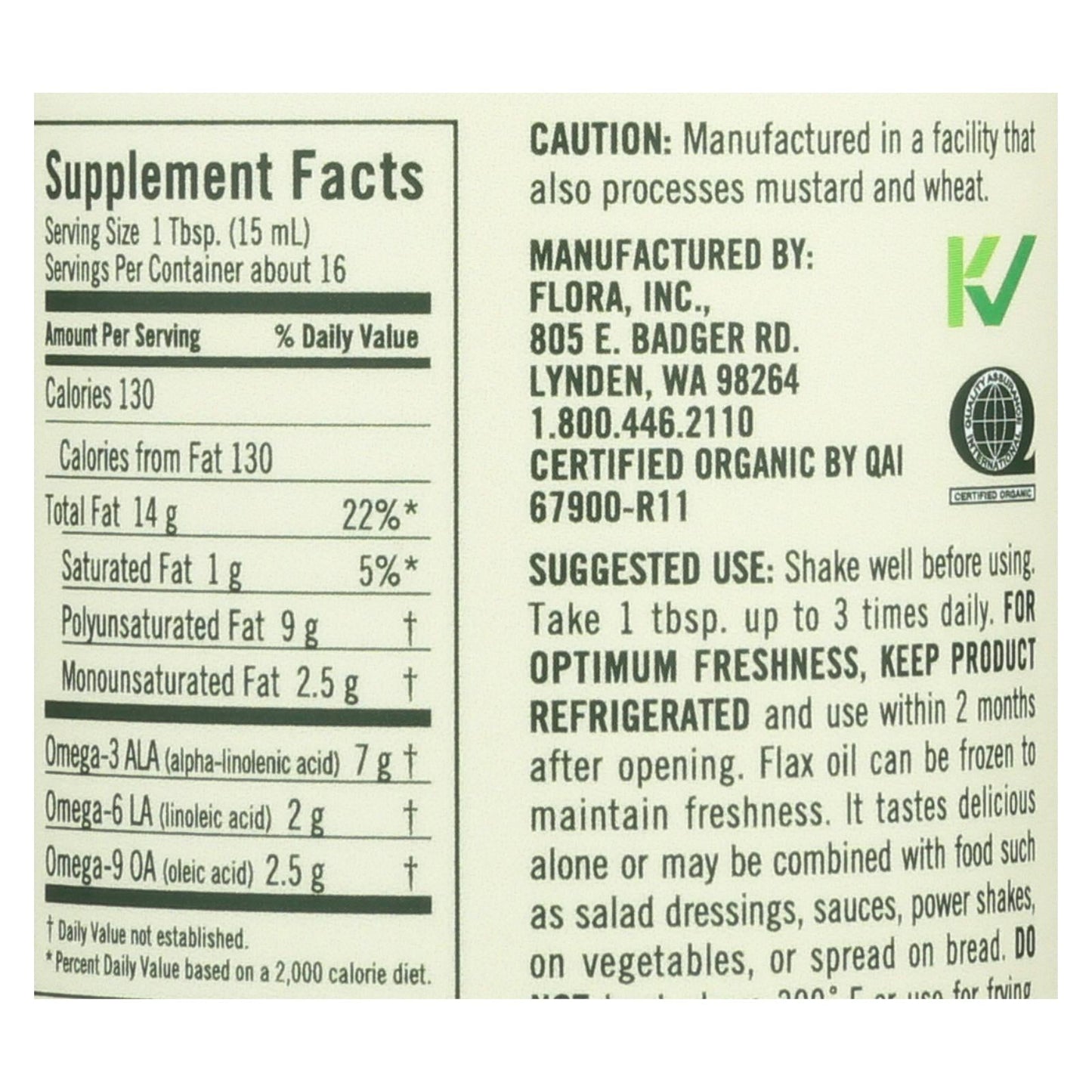 Flora Flax Oil, 8.5 oz