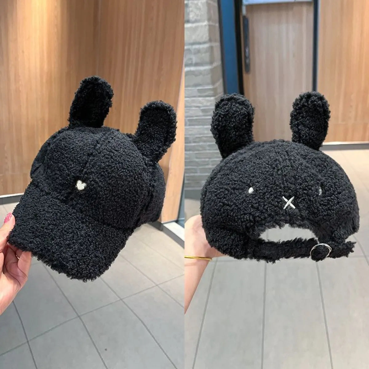 Cute Fluffy Bear Ears Winter Hat