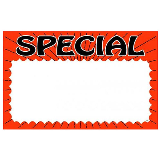 Special Red Print Sign Card Glossy 7" x 11"