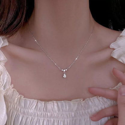 925 Sterling Silver Zircon Teardrop Necklace